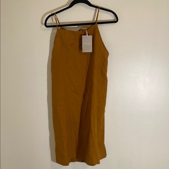 NWT Everlane 100% Linen The Apron Dress Mustard Spice size Large - Picture 1 of 10
